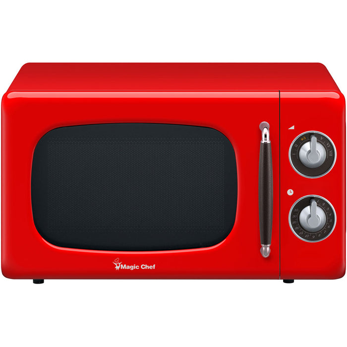 Magic Chef 0.7 Cu Ft Retro Countertop, 700 Watt, Rotary Dial, Timer, 7 Power Levels MCD770CR